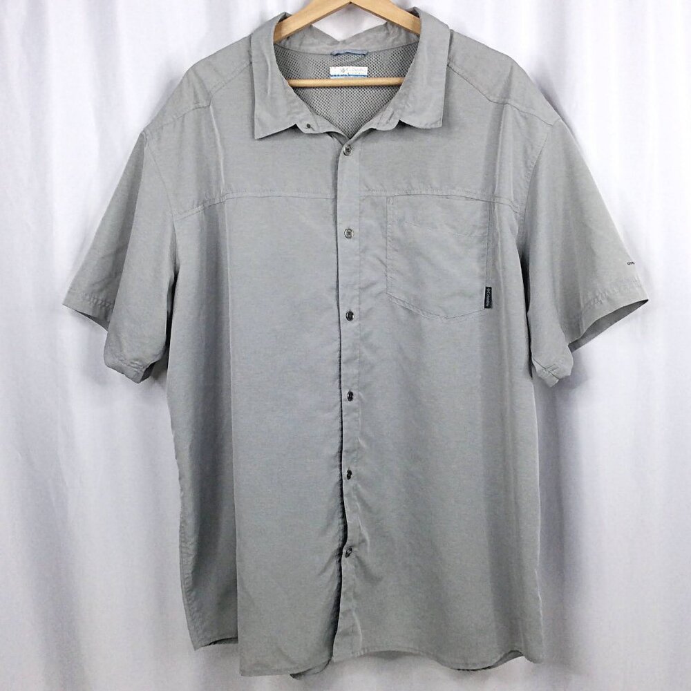 Columbia Omni-Wick Men's Short Sleeve Button Down Shirt Size XXL Gray Vented